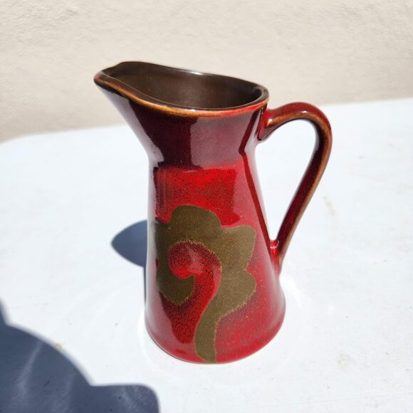 NEW Vintage Ceramic Pottery Beekman Home Abstract 5.5" Milk Pitcher Red Brown Co - Picture 11 of 15